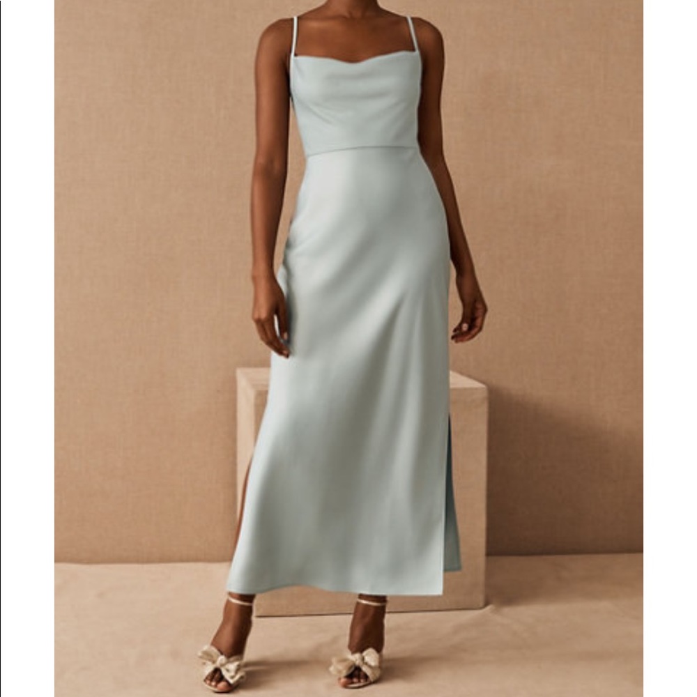 Cali Satin Charmeuse Midi Dress Ice Blue